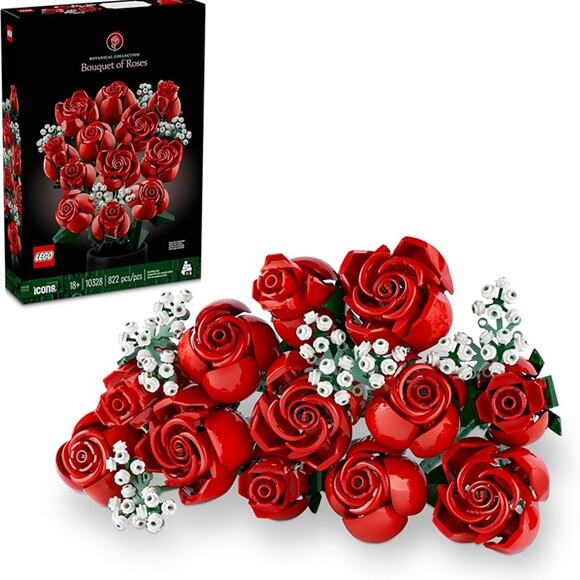 LEGO Botanicals Bouquet of Roses Artificial Flowers Fake Red Roses Building Set - Picture 2 of 7